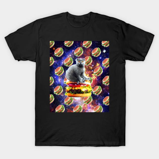 Hamburger Astro Cat On Burger T-Shirt by Random Galaxy